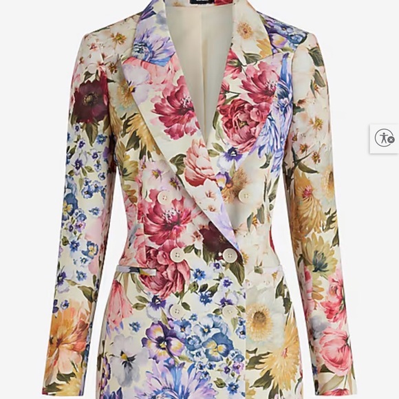 Express Floral Blazer Jacket - Multi-Color - Picture 2 of 3